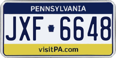 PA license plate JXF6648
