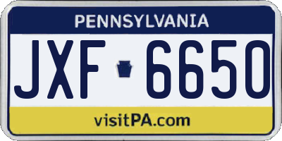PA license plate JXF6650