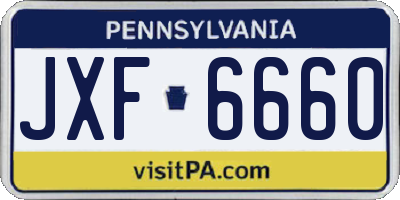 PA license plate JXF6660