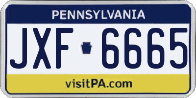 PA license plate JXF6665