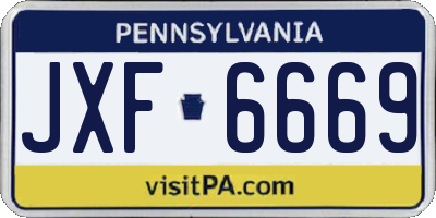 PA license plate JXF6669