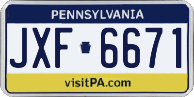 PA license plate JXF6671