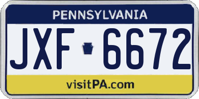 PA license plate JXF6672