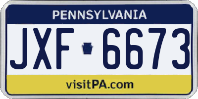 PA license plate JXF6673