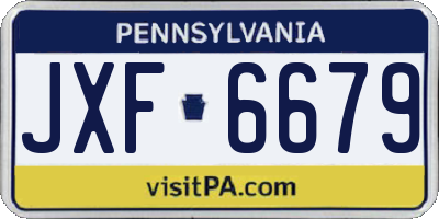 PA license plate JXF6679