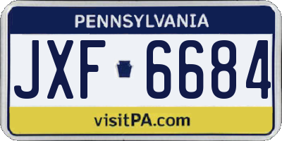 PA license plate JXF6684