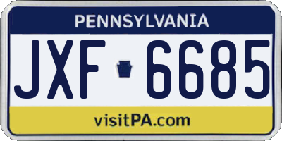 PA license plate JXF6685
