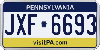 PA license plate JXF6693