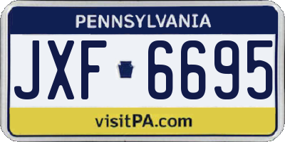 PA license plate JXF6695