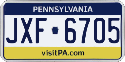 PA license plate JXF6705
