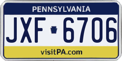 PA license plate JXF6706