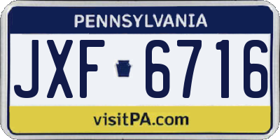PA license plate JXF6716