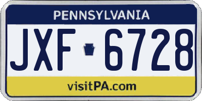 PA license plate JXF6728