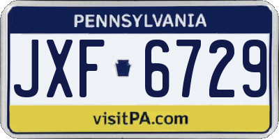 PA license plate JXF6729