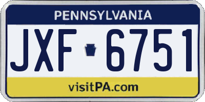 PA license plate JXF6751