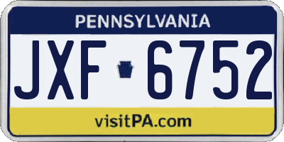 PA license plate JXF6752