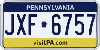 PA license plate JXF6757