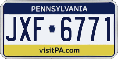 PA license plate JXF6771