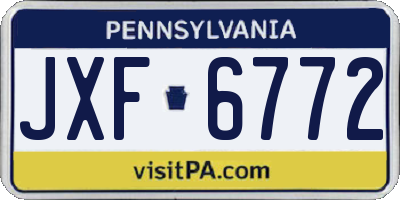 PA license plate JXF6772