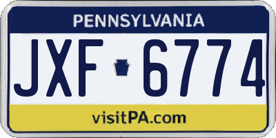 PA license plate JXF6774