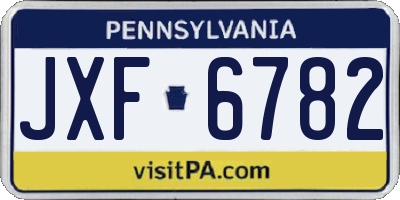 PA license plate JXF6782
