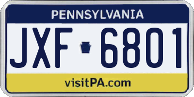 PA license plate JXF6801