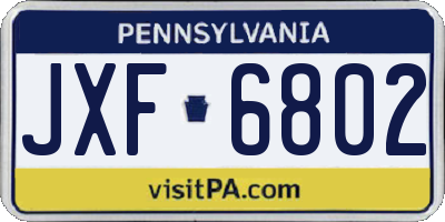 PA license plate JXF6802