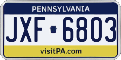 PA license plate JXF6803