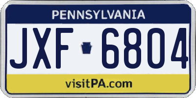PA license plate JXF6804