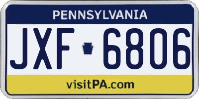 PA license plate JXF6806