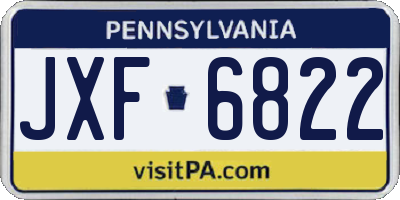 PA license plate JXF6822