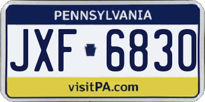 PA license plate JXF6830