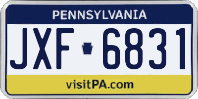 PA license plate JXF6831