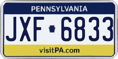 PA license plate JXF6833