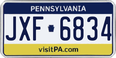 PA license plate JXF6834