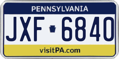 PA license plate JXF6840
