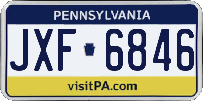PA license plate JXF6846