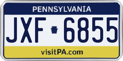 PA license plate JXF6855
