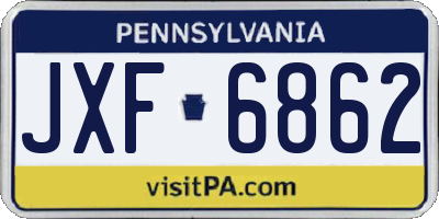 PA license plate JXF6862