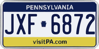 PA license plate JXF6872