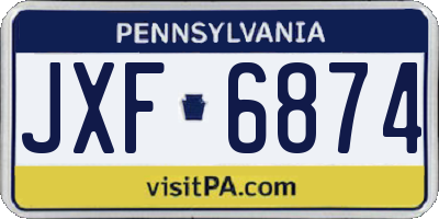 PA license plate JXF6874