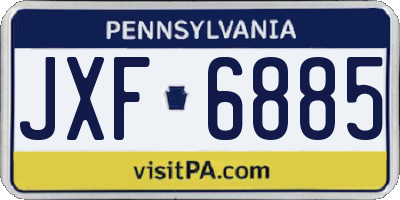 PA license plate JXF6885