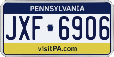 PA license plate JXF6906
