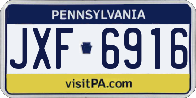 PA license plate JXF6916