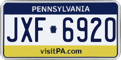 PA license plate JXF6920