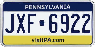 PA license plate JXF6922