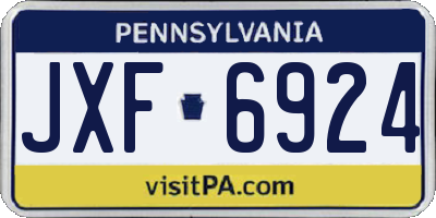 PA license plate JXF6924