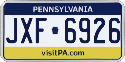 PA license plate JXF6926