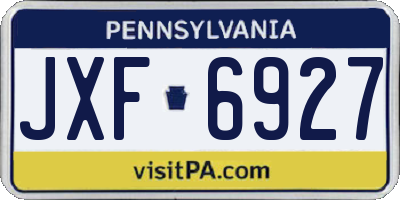 PA license plate JXF6927