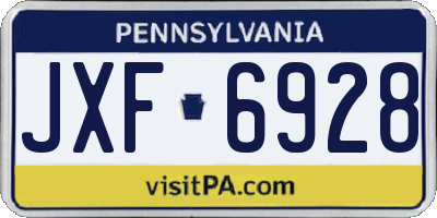 PA license plate JXF6928